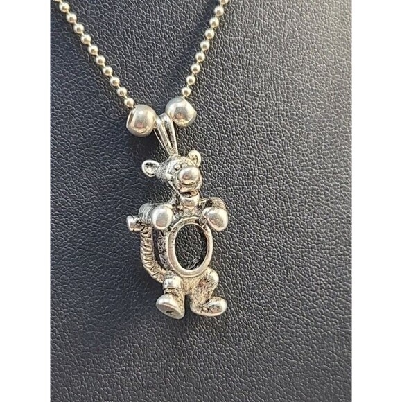 Sterling Silver Tigger Pendant Necklace 22" Ball Chain, Disney 925 Charm Playful - Picture 1 of 6